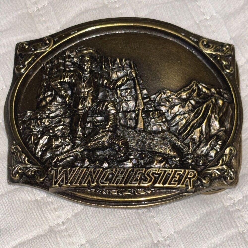 Winchester Vintage Brass Belt Buckle 3”
